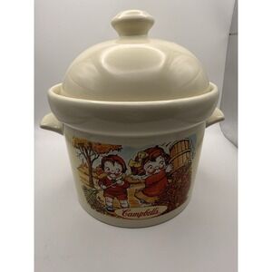 Vintage Campbell Kids Crock Soup Tureen with Lid & Ladle 1998 Collectible